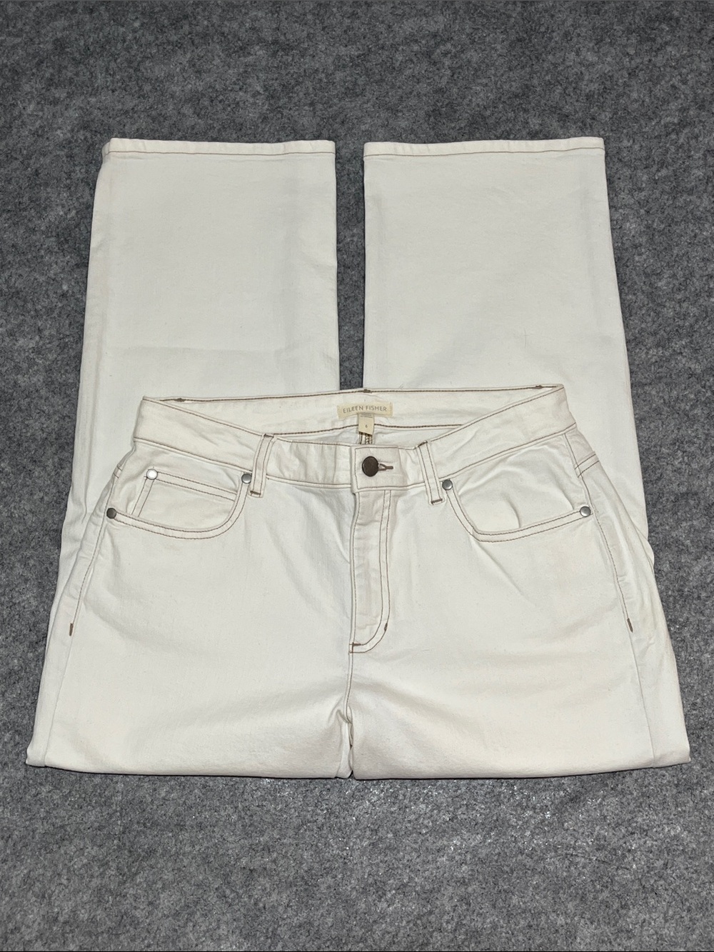 Eileen Fisher White Straight Leg Organic Cotton Jeans